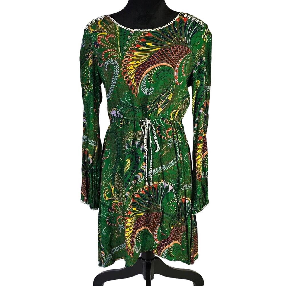 Maeve Green and Yellow Patterned Mini Dress